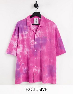 COLLUSION Unisex - Chemise oversize en piqué (pièce d'ensemble) - Tie-dye rose