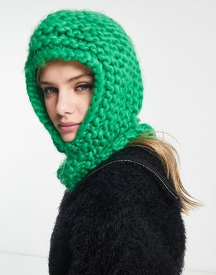 COLLUSION Unisex chunky crochet knit balaclava in green - ASOS Price Checker