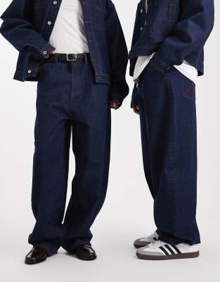 Collusion Unisex Circular Design Collection Antifit Jean In Blue