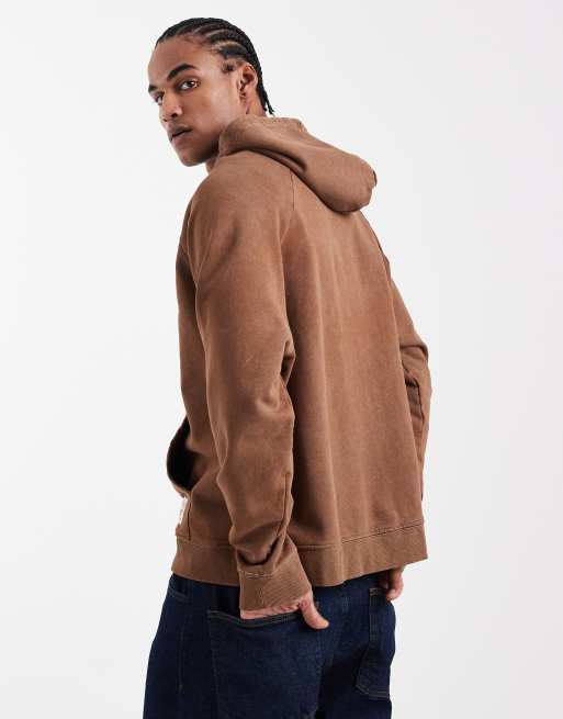 COLLUSION Unisex – Circular Design Collection – Schwere, kastige Kapuzenjacke in verwaschenem Braun, 3 von 4