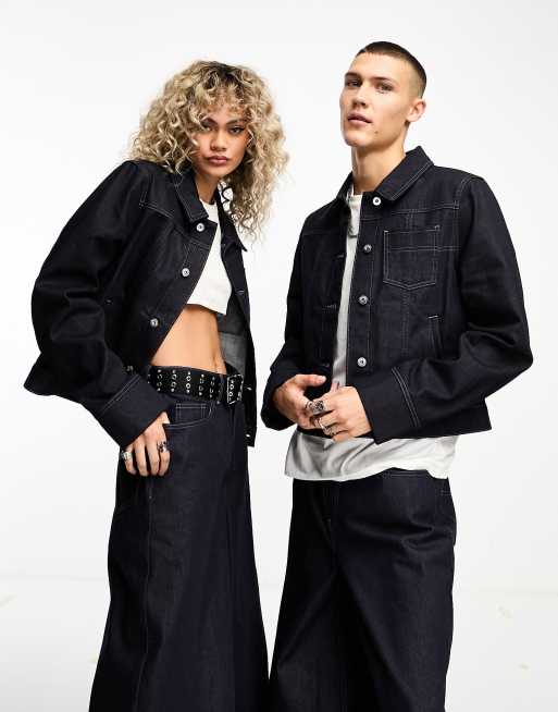 COLLUSION Unisex co-ord denim jacket in raw | ASOS