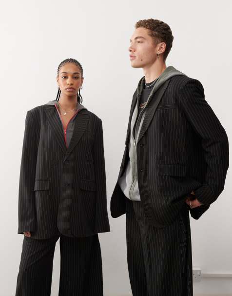 COLLUSION Unisex co-ord oversized blazer in pinstripe - view 1