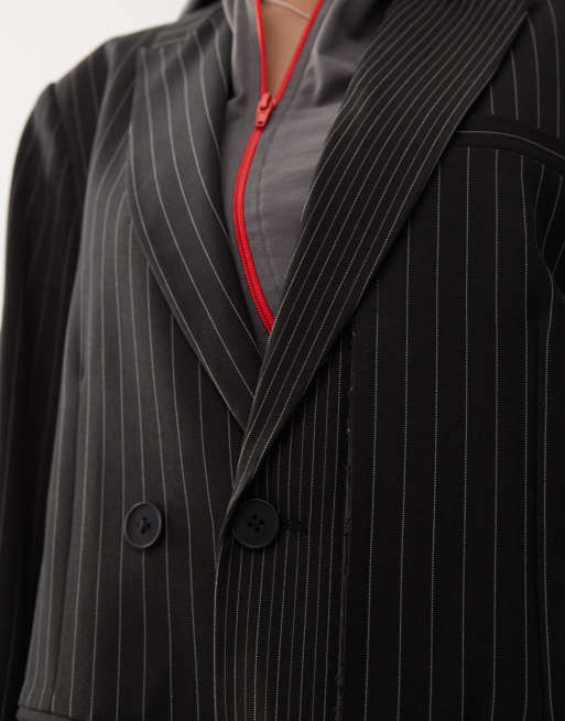 COLLUSION Unisex co-ord oversized blazer in pinstripe, 3 of 4