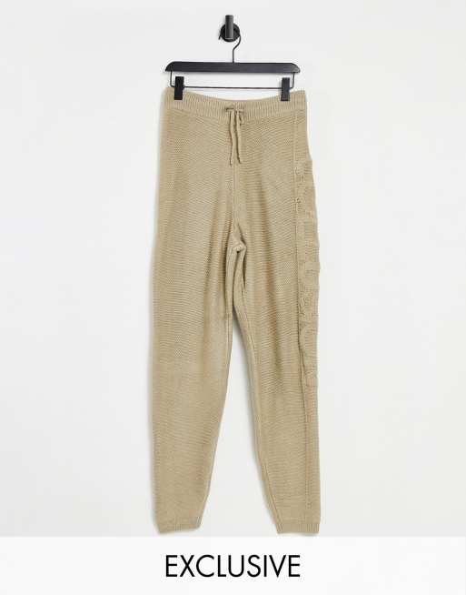COLLUSION Unisex - Co-ord set - Gebreide joggingbroek in ecru