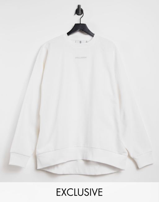 COLLUSION Unisex - Co-ord set - Oversized sweatshirt van wit corduroy