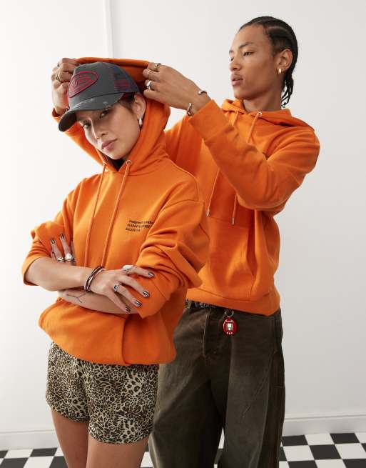 COLLUSION Unisex co ordinates hoodie in orange