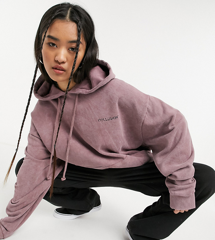 COLLUSION Unisex coordinating oversized hoodie in purple acid wash
