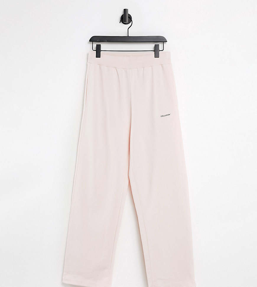 COLLUSION Unisex coordinating relaxed high waist sweatpants in pink