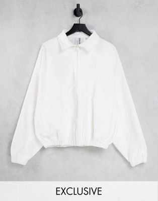 COLLUSION Unisex cord jacket with embroidery in ecru | ASOS