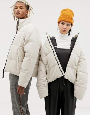 cream cord puffer jacket