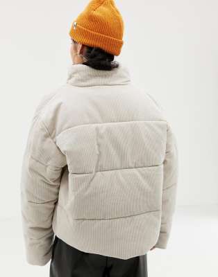 cream cord puffer jacket