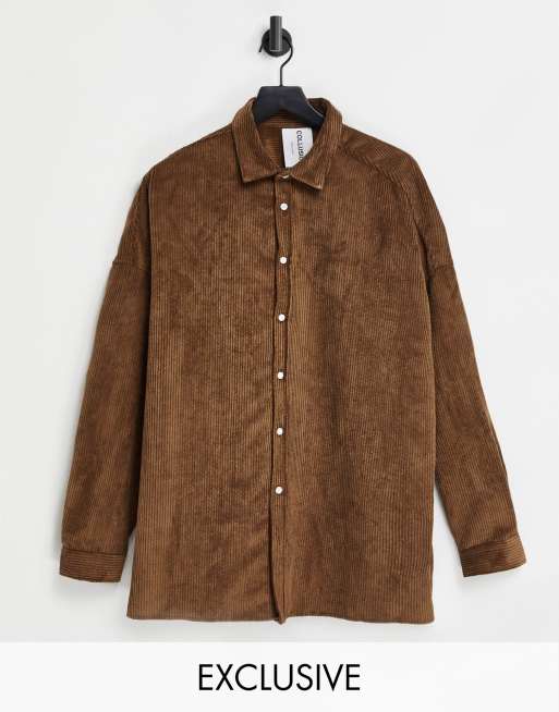 COLLUSION Unisex cord shirt in brown ASOS