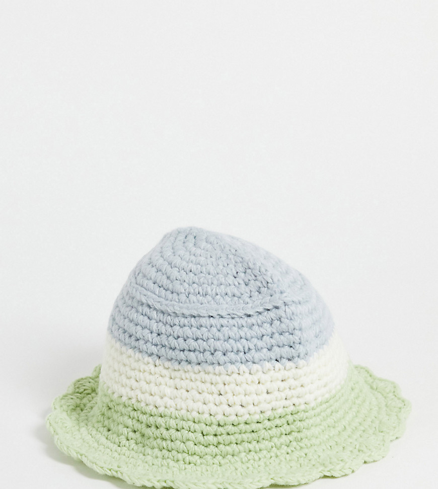 COLLUSION Unisex crochet bucket hat in stripe-Multi