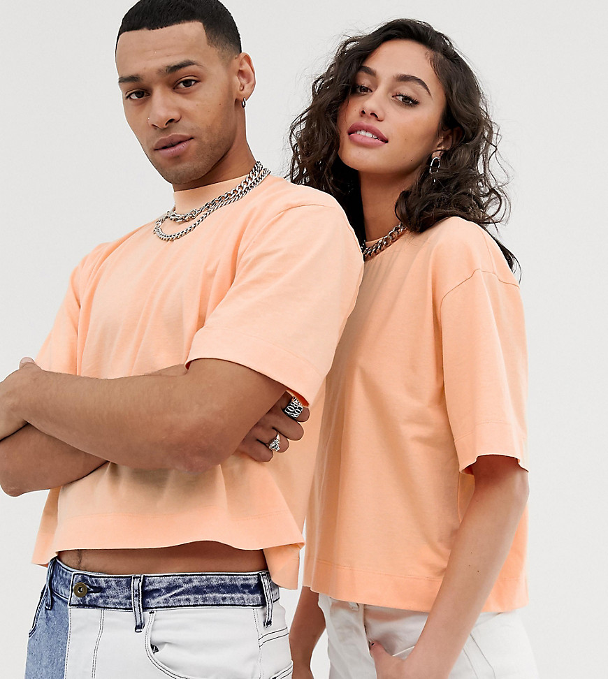COLLUSION - Unisex cropped T-shirt in oranje