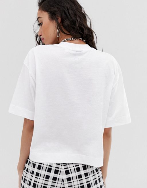 ASOS DESIGN super crop t-shirt with raw edge in white
