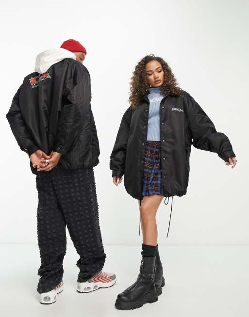 COLLUSION Unisex – Czarna motocyklowa kurtka oversize z poliestru