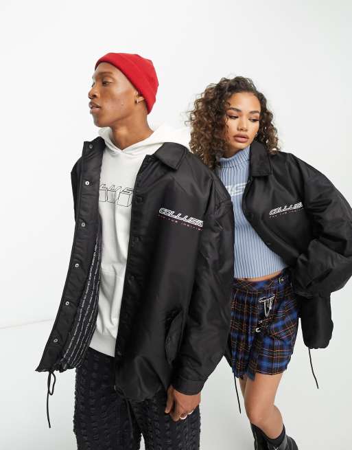 COLLUSION Unisex – Czarna motocyklowa kurtka oversize z poliestru, 2 z 4