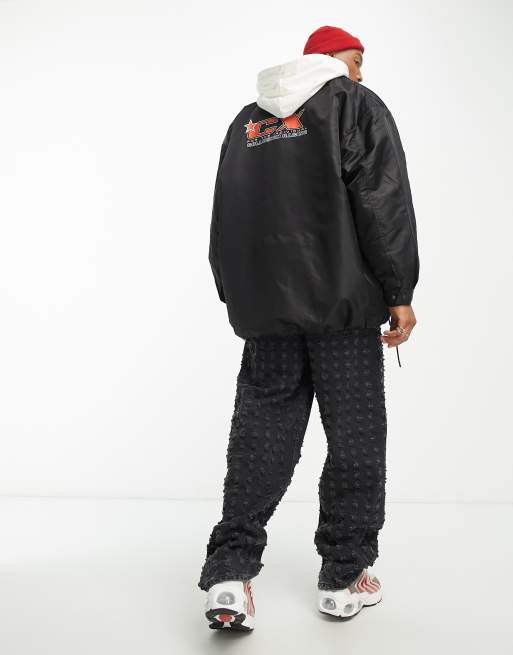 COLLUSION Unisex – Czarna motocyklowa kurtka oversize z poliestru, 3 z 4