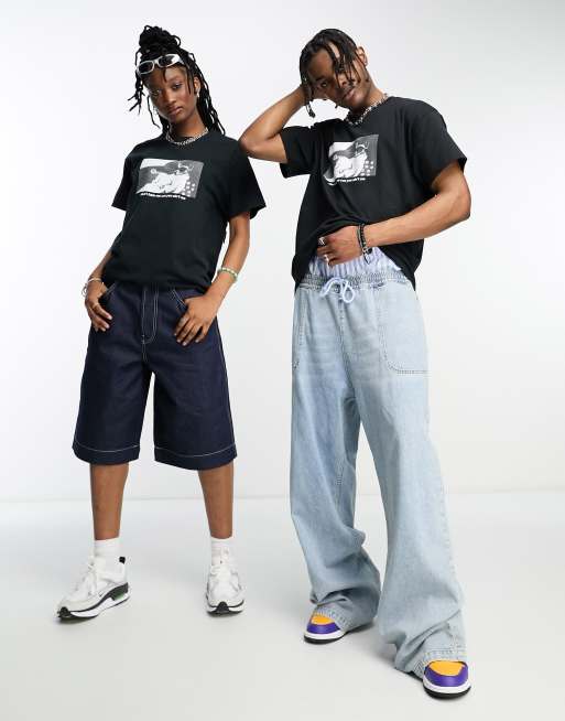 COLLUSION Unisex – Czarny T-shirt z napisem „Don't Hate”