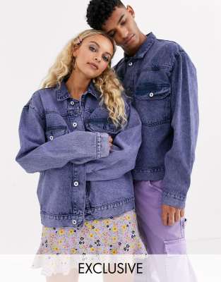 COLLUSION - Unisex - Denim jack in paarse overdye | ASOS