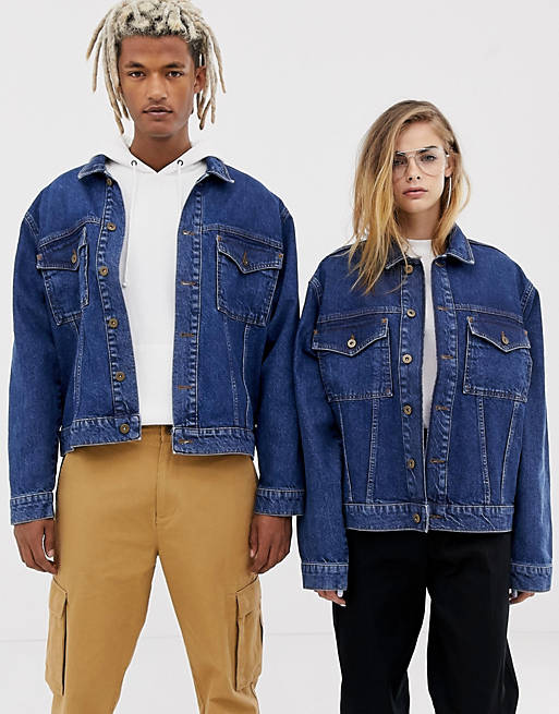 COLLUSION Unisex denim jacket with contrast stitching