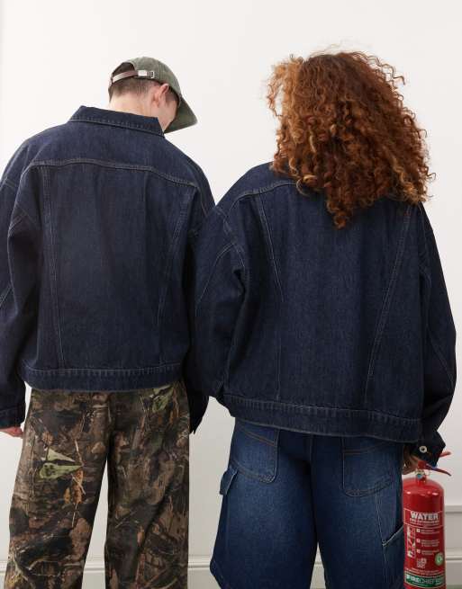 COLLUSION Unisex denim trucker jacket in rinsewash