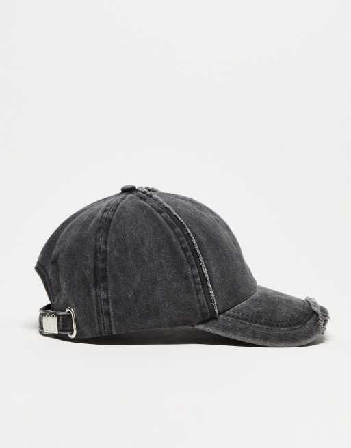 COLLUSION Unisex distressed cap in washed grey, 3 of 4