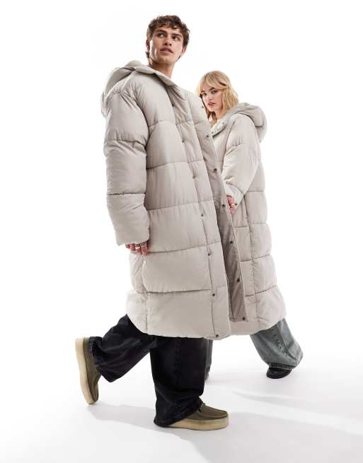 Doudoune longue taupe store