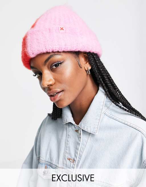 COLLUSION Unisex – Dwukolorowa czapka beanie z puszystej przędzy 