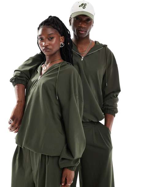 COLLUSION Unisex – Eleganter Kapuzenpullover in Olivgrün, Kombiteil - view 1