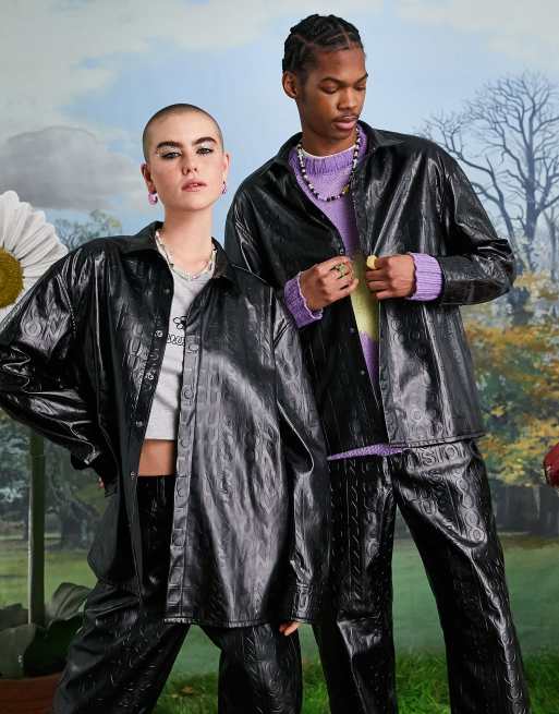 COLLUSION Unisex embossed boxy jacket in PU - part of a set