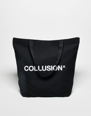 COLLUSION Unisex - Everyday - Grote tote tas met logo in zwart - view 1