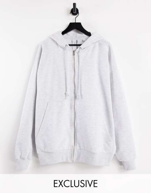 COLLUSION Unisex - Extreem oversized hoodie in gemêleerd wit, deel van co-ord set