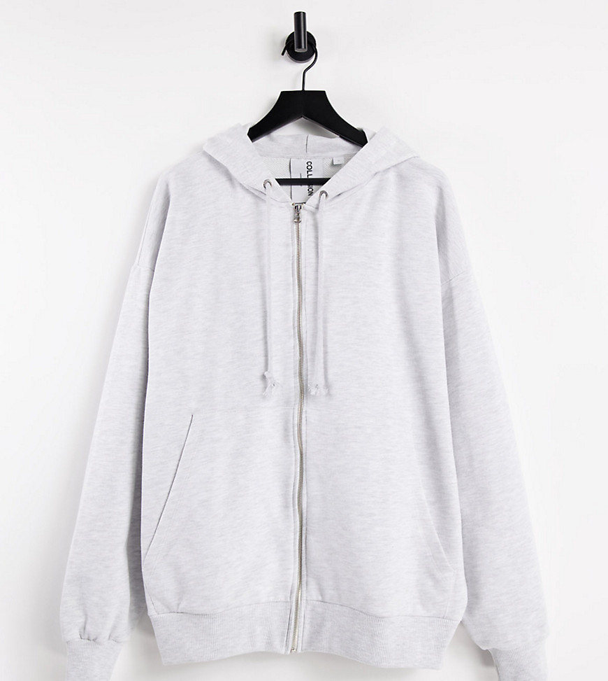 COLLUSION Unisex extreme oversized hoodie in white heather - part of a set