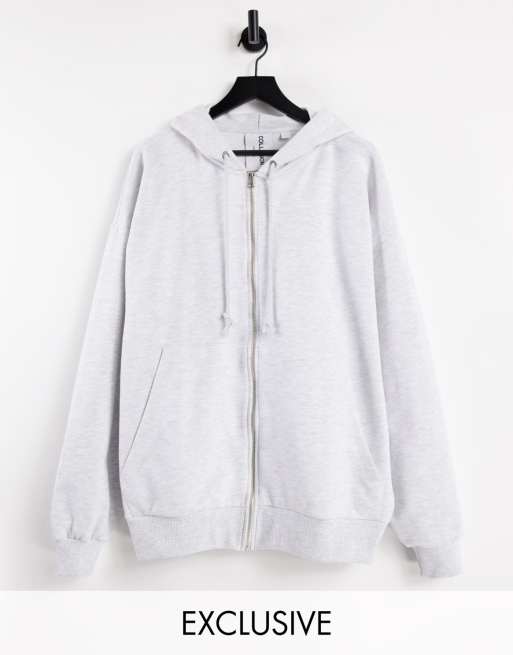 Collusion Unisex Extreme Oversized Hoodie In White Heather Part Of A