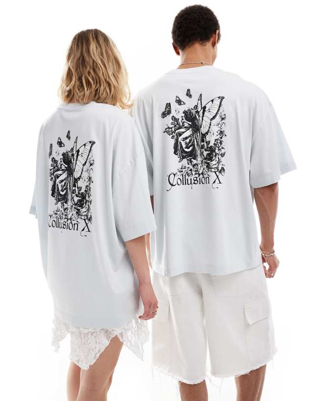 Collusion - unisex fairy back graphic t-shirt in blue