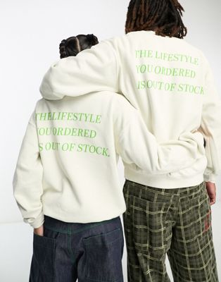 COLLUSION Unisex lifestyle slogan sweatshirt in stone  - ASOS Price Checker