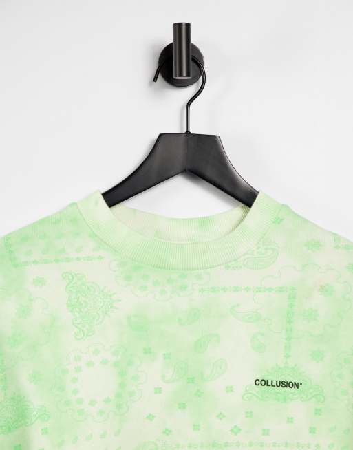 COLLUSION Unisex - Felpa oversize con stampa foulard tie-dye, 3 di 4