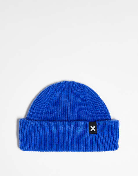 COLLUSION Unisex – Fischerstrickmütze in Kobaltblau mit Logo - view 1