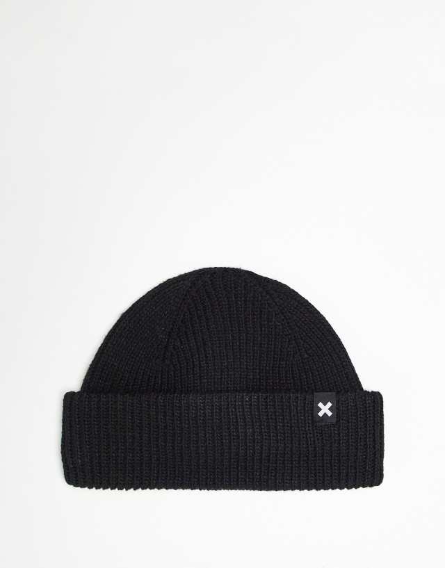 COLLUSION Unisex fisherman beanie in black