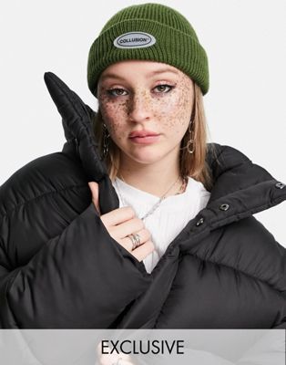 COLLUSION Unisex fisherman beanie with logo in green - ASOS Price Checker