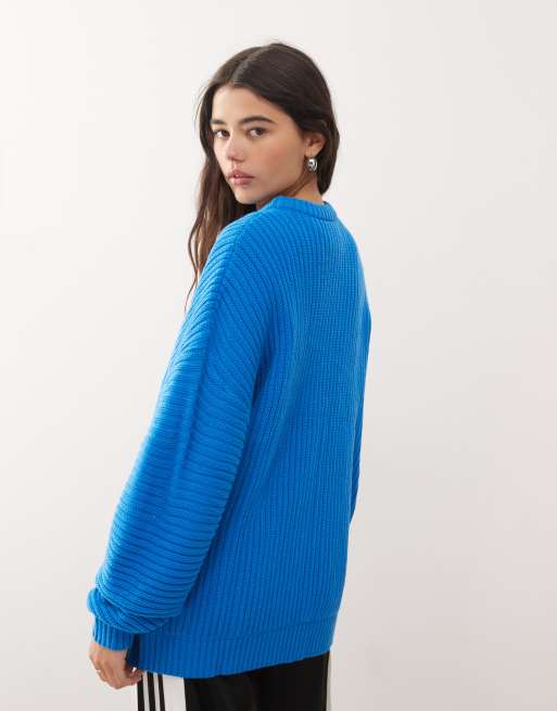COLLUSION UNISEX fisherman rib jumper in blue