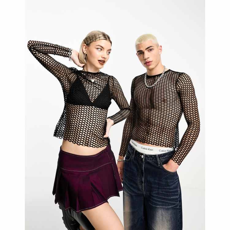 Fishnet mesh sale long sleeve top