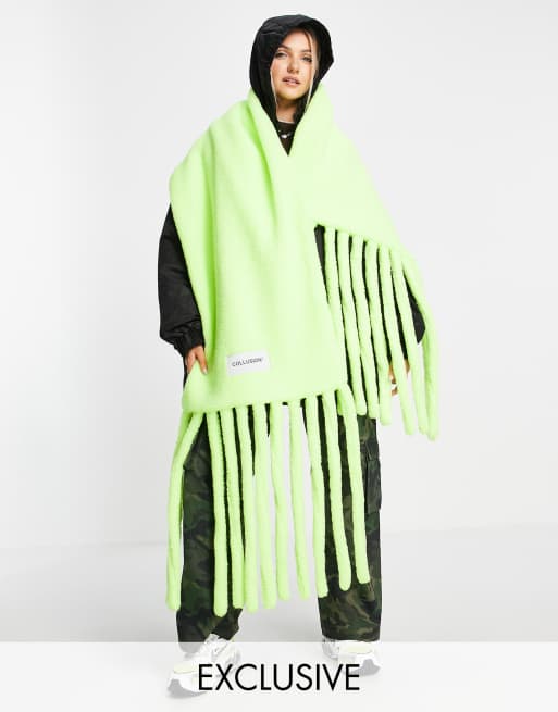 COLLUSION Unisex fleece scarf in neon yellow