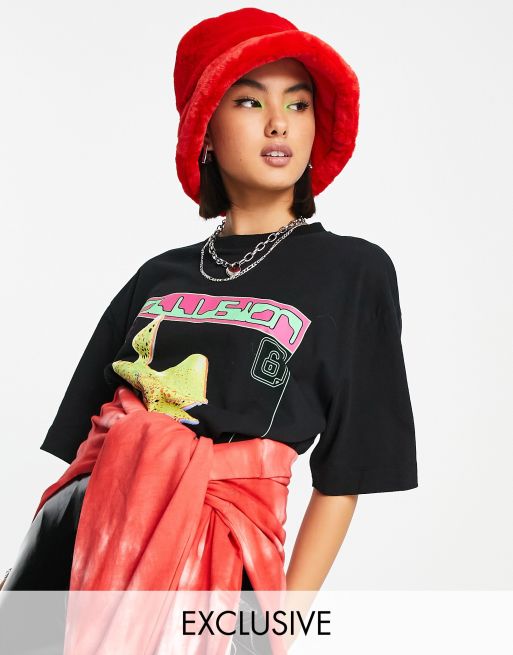 Red fluffy cheap bucket hat