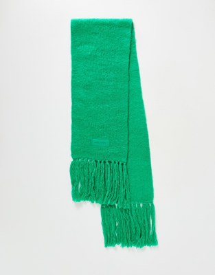 COLLUSION Unisex fluffy knit logo scarf in green - ASOS Price Checker