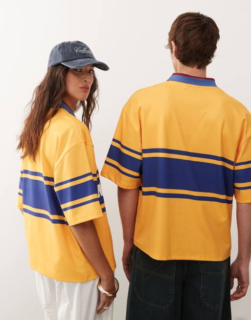 COLLUSION Unisex soccer logo jersey in yellow 