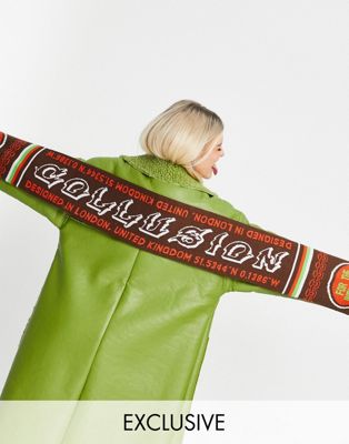 COLLUSION Unisex football scarf in brown