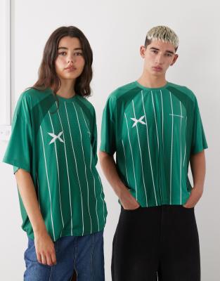 Collusion COLLUSION Unisex football top t-shirt in green