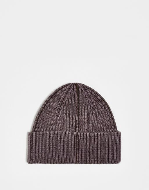 COLLUSION Unisex - Forvasket brun hue i ribstrik, 2 af 3